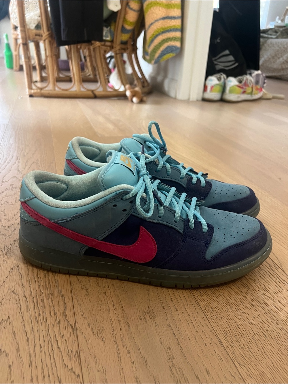 Nike Men’s Low-Top Sneakers in Teal, Navy & Pink